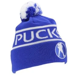 Puck Stop Winter Beanie - Blue 5 Puck Stop Winter Beanie - Blue -Hockey Outlet Store 1521649532 PuckStopBobbleHatBlue3