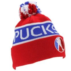 Puck Stop Winter Beanie - Red/Blue -Hockey Outlet Store 1521650488 PuckStopBobbleHatRedBlue3